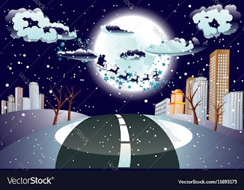 Santa Claus Coming to City2 vector image