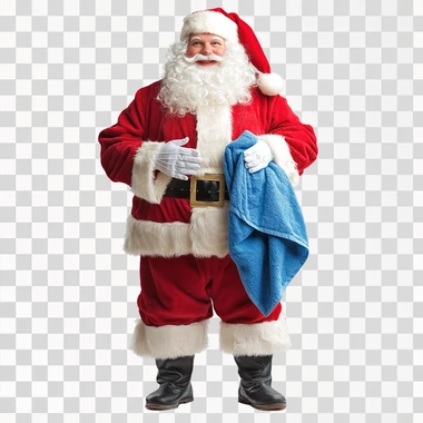 santa claus complete body, santa claus standing with a blue 