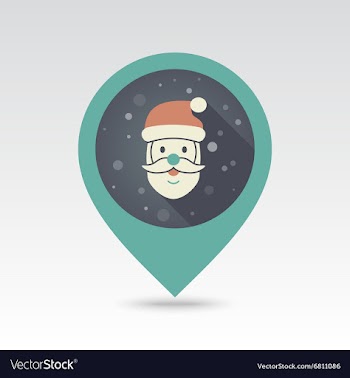 Santa Claus face Christmas pin map icon vector image