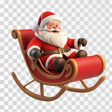 santa claus floating with its sledge, cartoonish 3d like on 