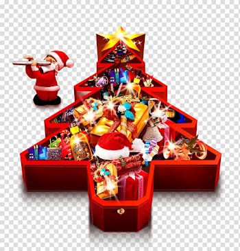 Santa Claus Gift Christmas tree, Colorful Christmas tree transparent background PNG clipart