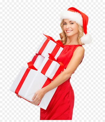 Santa Claus Gift Christmas Woman with a Hat - woman 