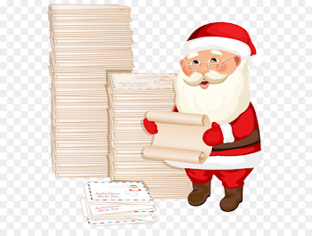 Santa Claus Gift Reading Illustration - Santa Claus with Letters ...