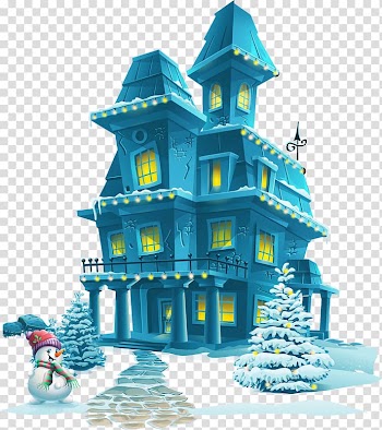 Santa Claus Halloween Haunted attraction Illustration, Blue Castle transparent background PNG clipart