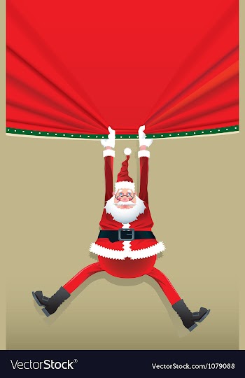 Santa Claus hanging from a poster vector image
