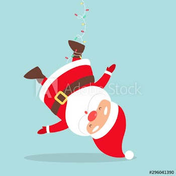Santa Claus in red clothes hanging on garland