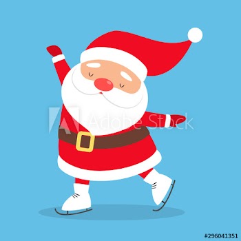 Santa Claus in red clothes on skates