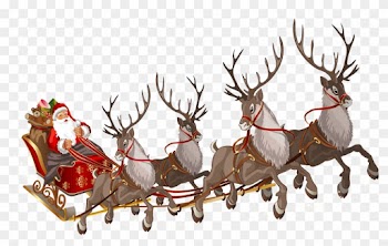 Santa Claus In Sleigh Clipart - Santa Sleigh No Background