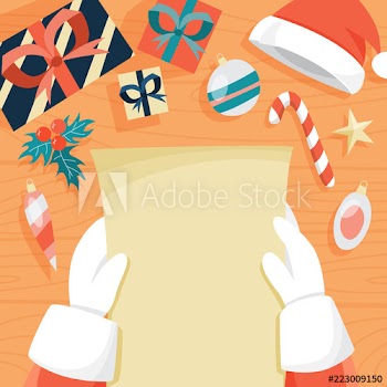 Santa Claus reading christmas letter from children