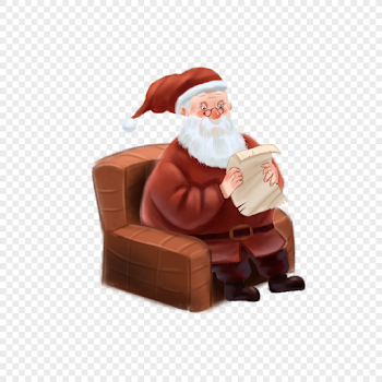 Santa claus reading newspapers on the sofa png image_picture free ...