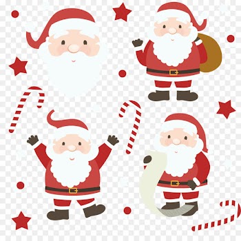 Santa Claus Reindeer Christmas - Vector hand-drawn cartoon Santa white beard 