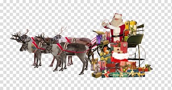 Santa Claus riding sleigh , Santa Claus Sleigh Deer Gifts transparent background PNG clipart