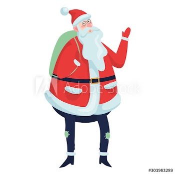 Santa Claus standing with a big back bag full of presents
