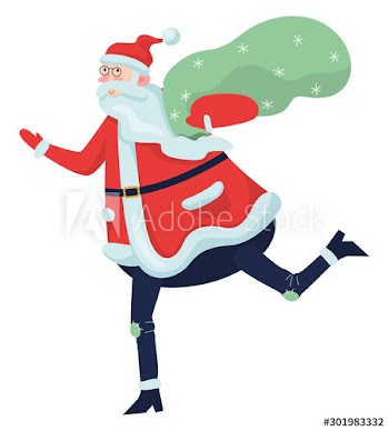 Santa Claus standing with a big back bag full of presents