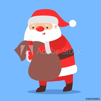 Santa Claus standing with a big back bag full of presents