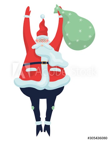 Santa Claus standing with a big back bag full of presents