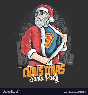 Santa claus super hero christmas music dj vector image
