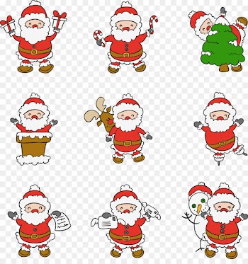 Santa Claus Village Reindeer Drawing Christmas - Vector hand-drawn cartoon Santa Claus 