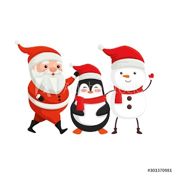 santa claus with characters of merry christmas design