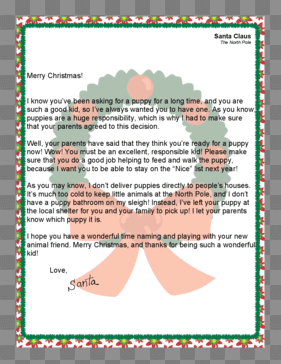 Santa Letter Giving A Puppy