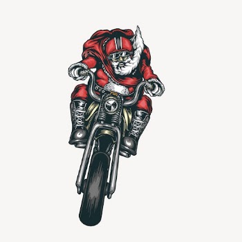 Santa riding bike collage element, | Free PSD - rawpixel