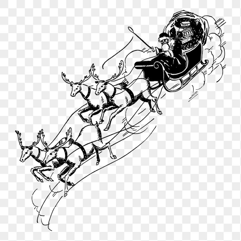 Santa's reindeers png sticker illustration, | Free PNG - rawpixel