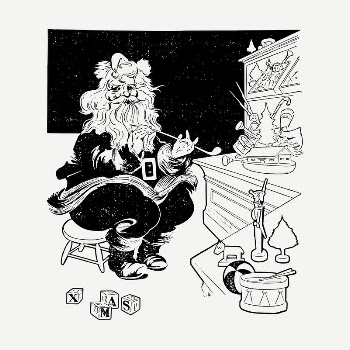 Santa's workshop drawing, vintage illustration | Free PSD - rawpixel