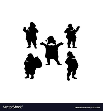 santa set silhouette icon logo