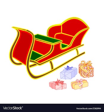 Santa sleigh and gifts happy xmas vector image