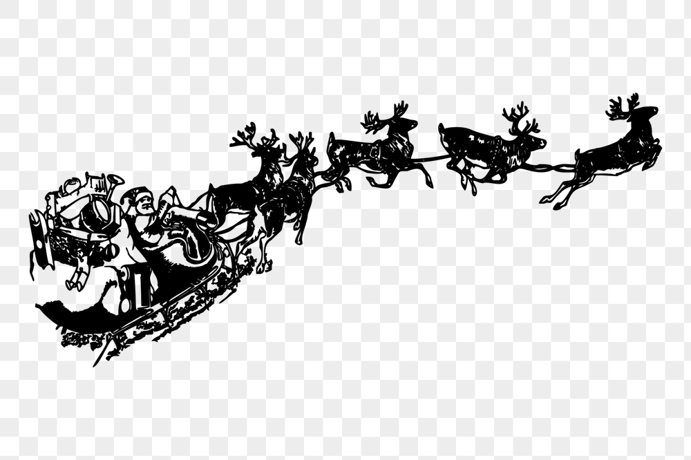 Santa sleigh png sticker, vintage | Free PNG - rawpixel