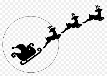 Santa Sleigh Reindeer Silhouette Png For Kids - Santa Reindeers Silhouette Png