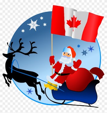Santa With Canadian Flag - Merry Christmas