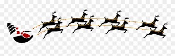 Santa With Eight Reindeer Clipart - Frohe Weihnachten Sankt Mit Ren Und Karte