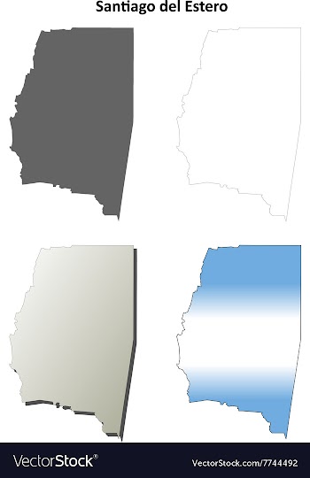 Santiago del Estero blank outline map set vector image