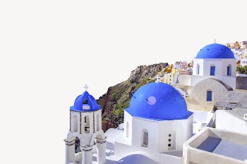 Santorini border collage element, travel | Free PSD - rawpixel