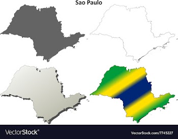 Sao Paulo blank outline map set vector image