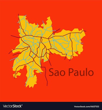 Sao paulo brazil flat map isolated on background vector image