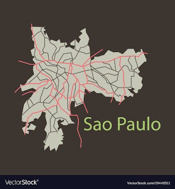 Sao paulo brazil flat map isolated on background vector image