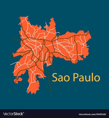 Sao paulo brazil flat map isolated on background vector image