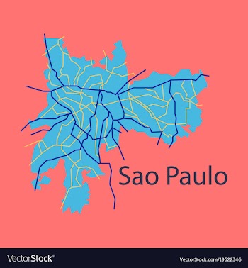 Sao paulo brazil flat map isolated on background vector image