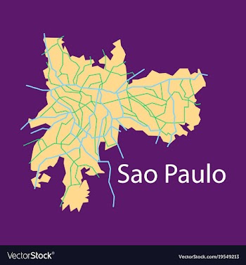 Sao paulo brazil flat map isolated on background vector image