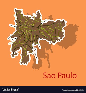 Sao paulo brazil sticker map isolated on vector image