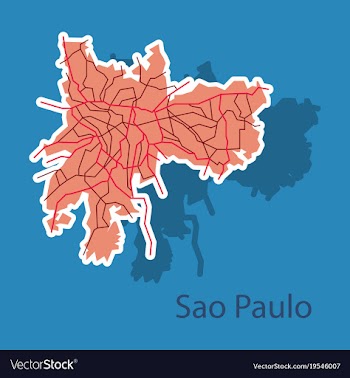 Sao paulo brazil sticker map isolated on vector image