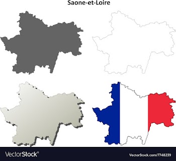 Saone-et-Loire Burgundy outline map set vector image