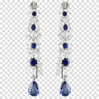 Sapphire Earring Blue Jewellery, Sapphire Flower Earrings transparent background PNG clipart
