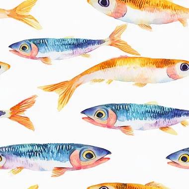 Sardines Illustration on White Background for Coastal Decor Sardines Illustration on White Background for Coastal Decor