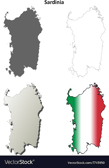 Sardinia blank detailed outline map set vector image