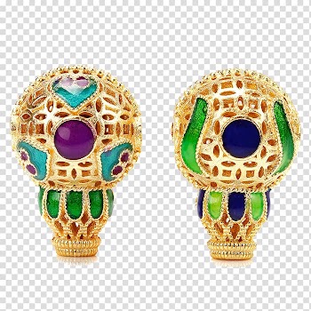 Sarnath Buddhahood Earring, Jixiang Court tee Buddha head stupa three color gem transparent background PNG clipart
