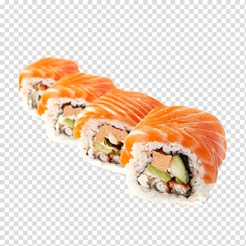 Sashimi, Makizushi Sushi Unagi California roll Tobiko, sushi transparent background PNG clipart