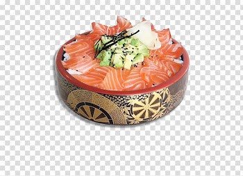 Sashimi Smoked salmon Sushi Chirashizushi, cafe carte menu transparent background PNG clipart